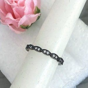 Authentic Pandora SPARKLING LEAVES Sterling Silver Band Ring 190923CZ size 5.25